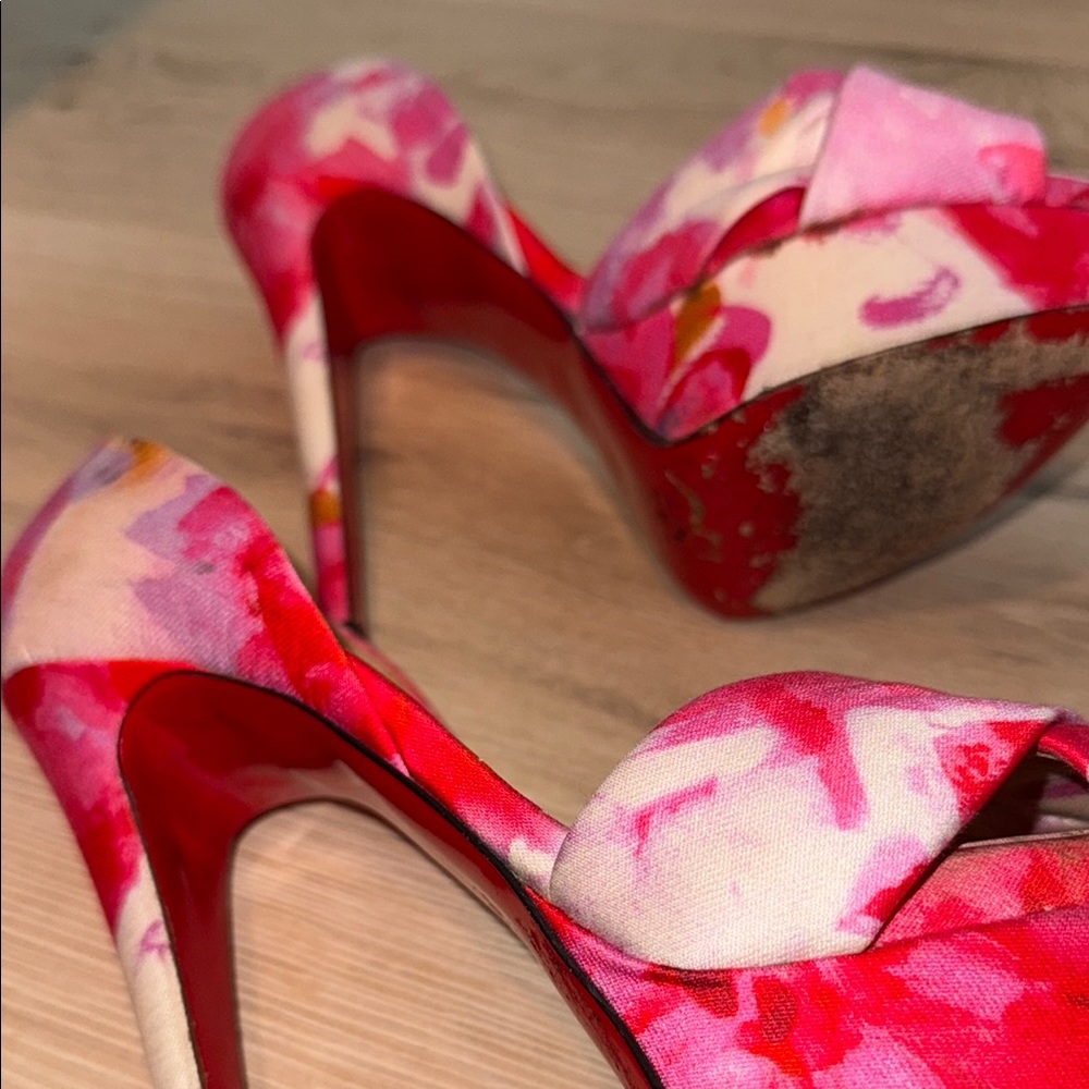 Christian Louboutin Pink and Cream Heels - Picture 6 of 11